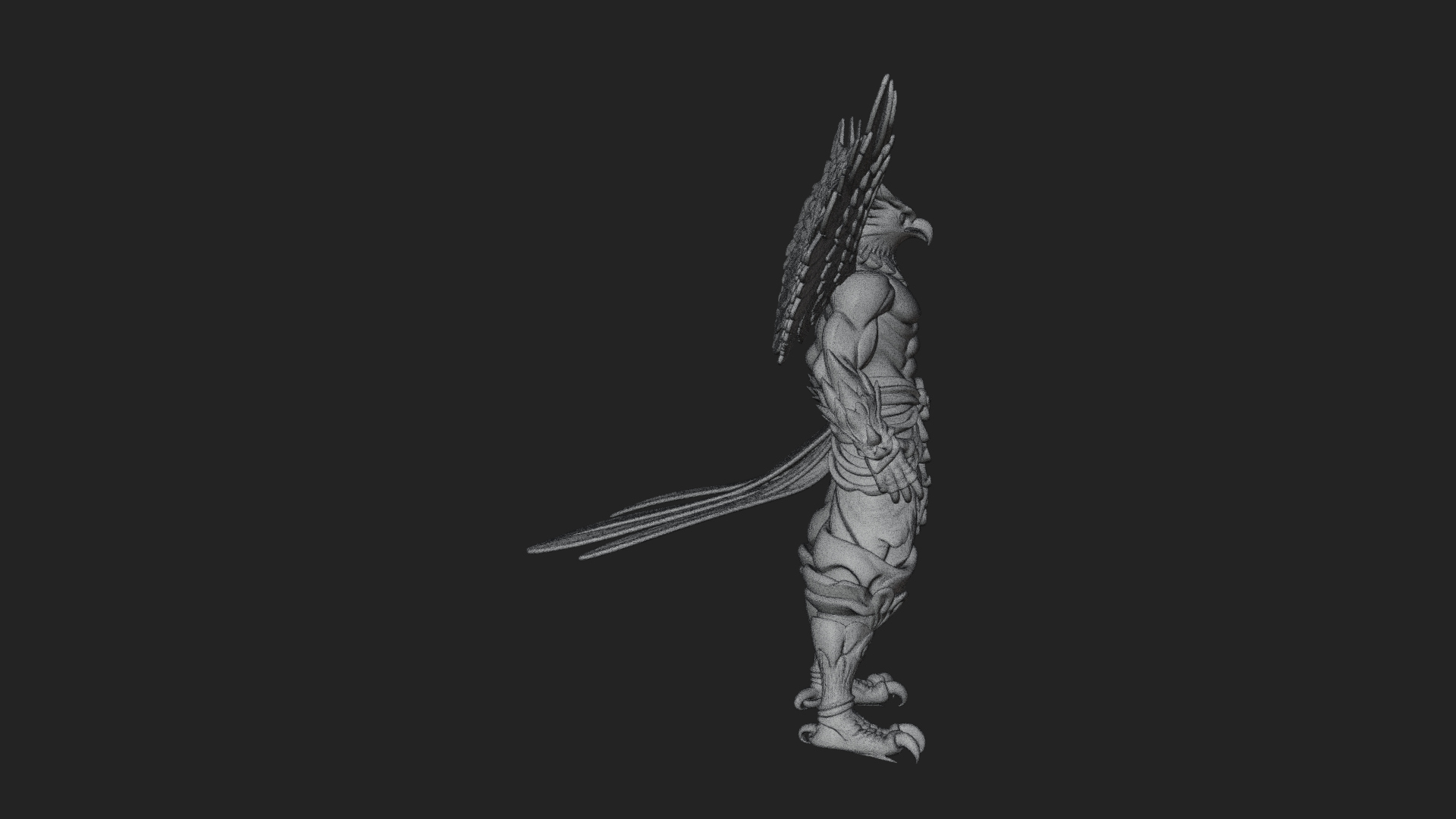 Beastman with Eagle Head Statue Design 3 3D Print Model 3D Model