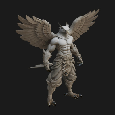 Beastman with Eagle Head Statue Design 3 3D Print Model