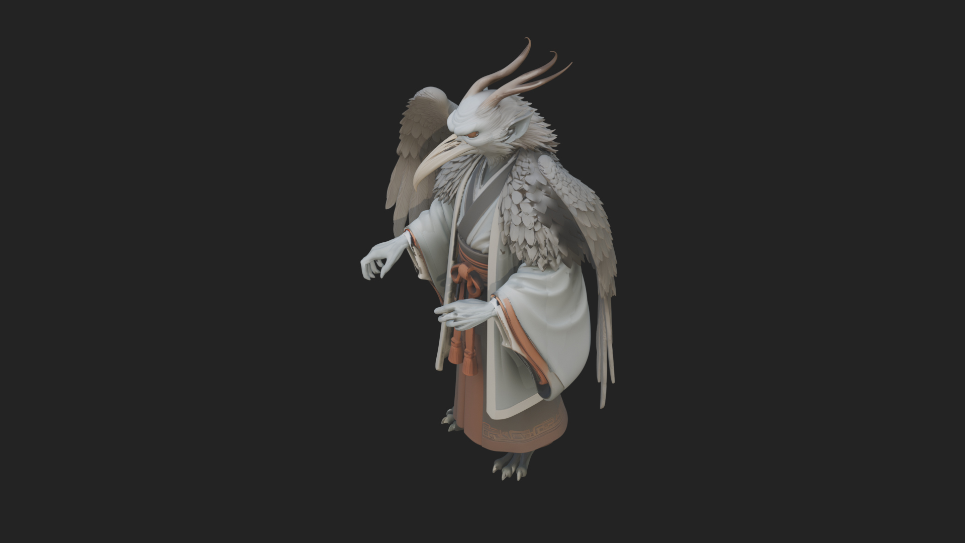 Beastman with Eagle Head Statue Design 4 3D Print Model 3D Model