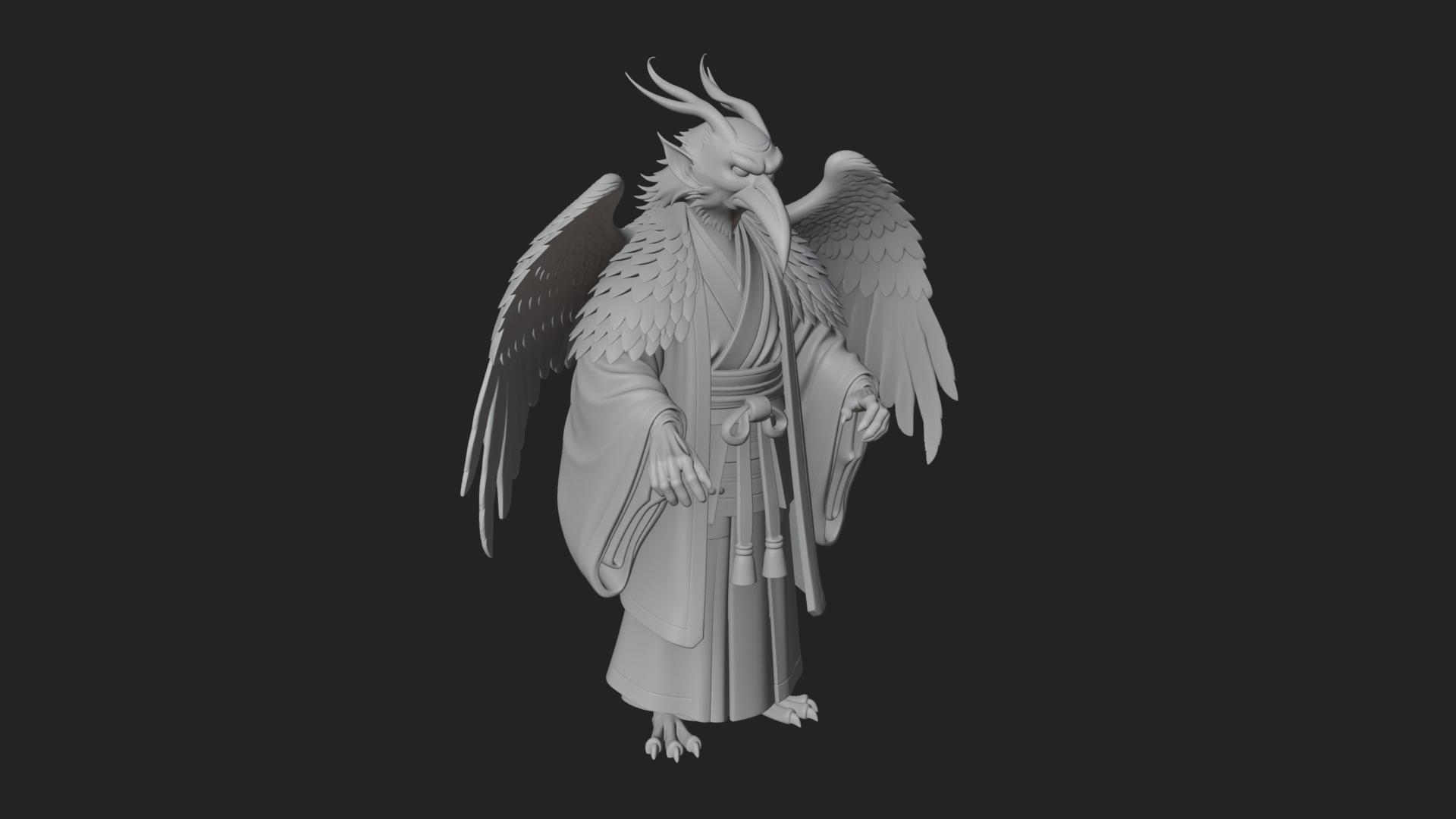 Beastman with Eagle Head Statue Design 4 3D Print Model 3D Model