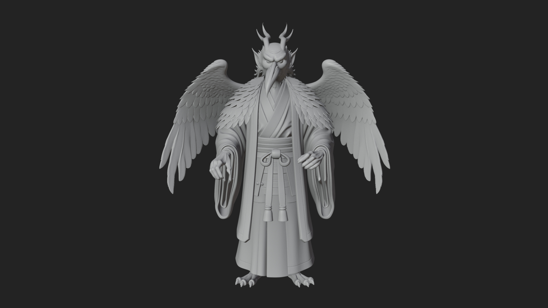Beastman with Eagle Head Statue Design 4 3D Print Model 3D Model