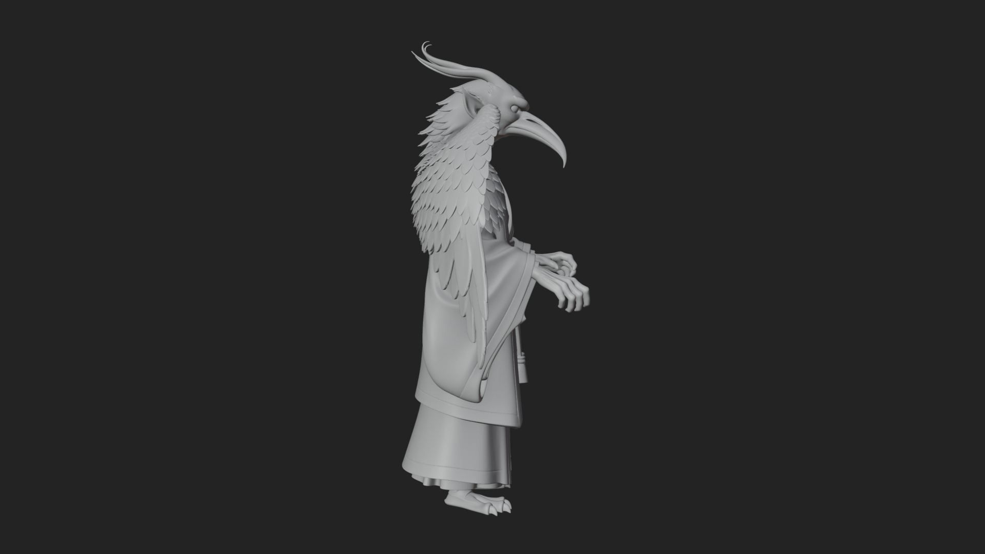 Beastman with Eagle Head Statue Design 4 3D Print Model 3D Model