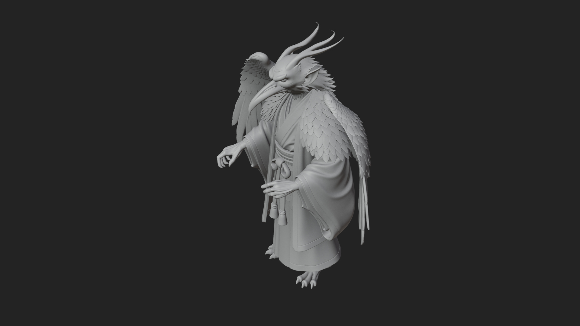 Beastman with Eagle Head Statue Design 4 3D Print Model 3D Model