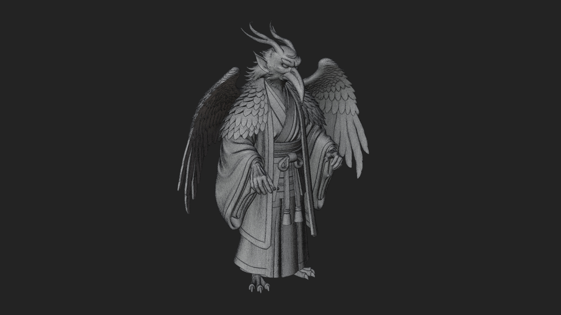 Beastman with Eagle Head Statue Design 4 3D Print Model 3D Model
