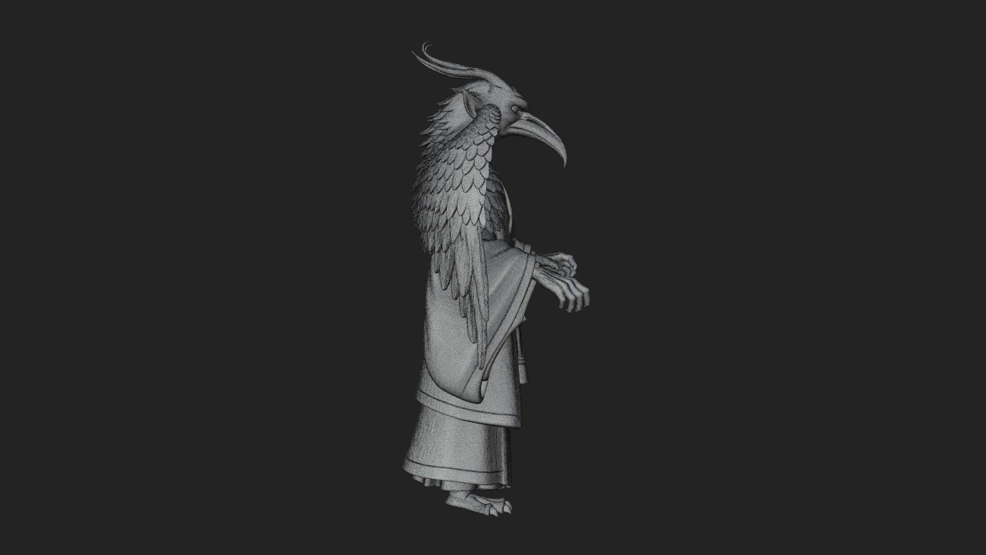 Beastman with Eagle Head Statue Design 4 3D Print Model 3D Model