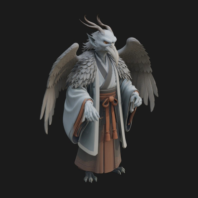 Beastman with Eagle Head Statue Design 4 3D Print Model