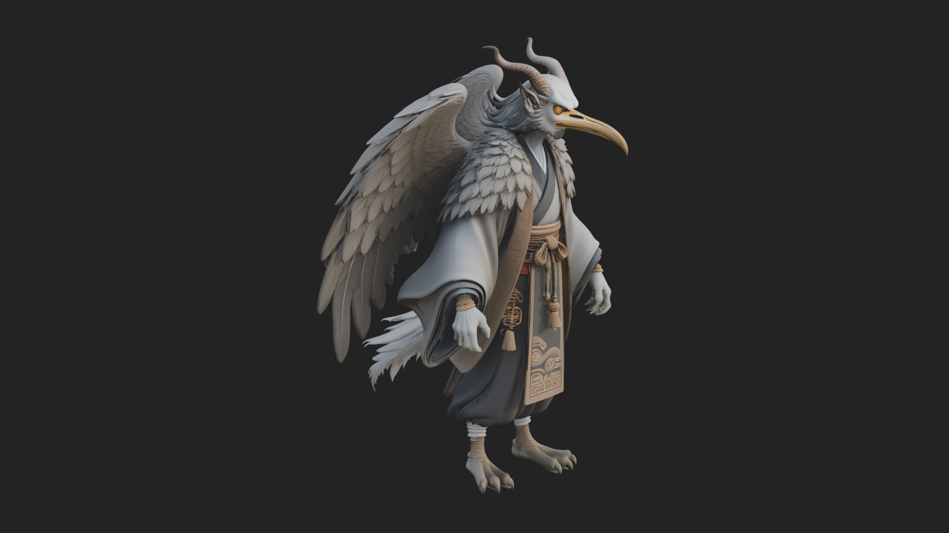 Beastman with Eagle Head Statue Design 5 3D Print Model 3D Model