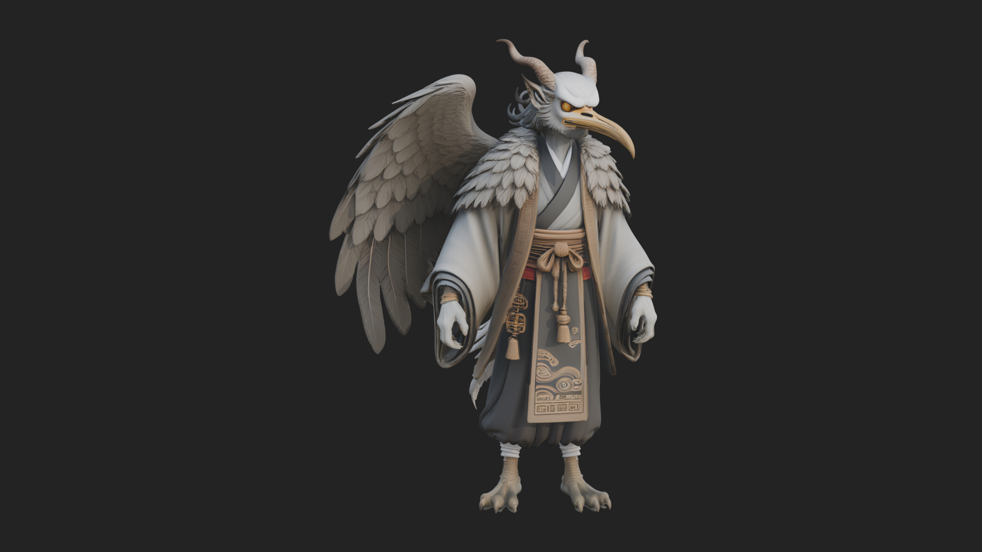 Beastman with Eagle Head Statue Design 5 3D Print Model 3D Model