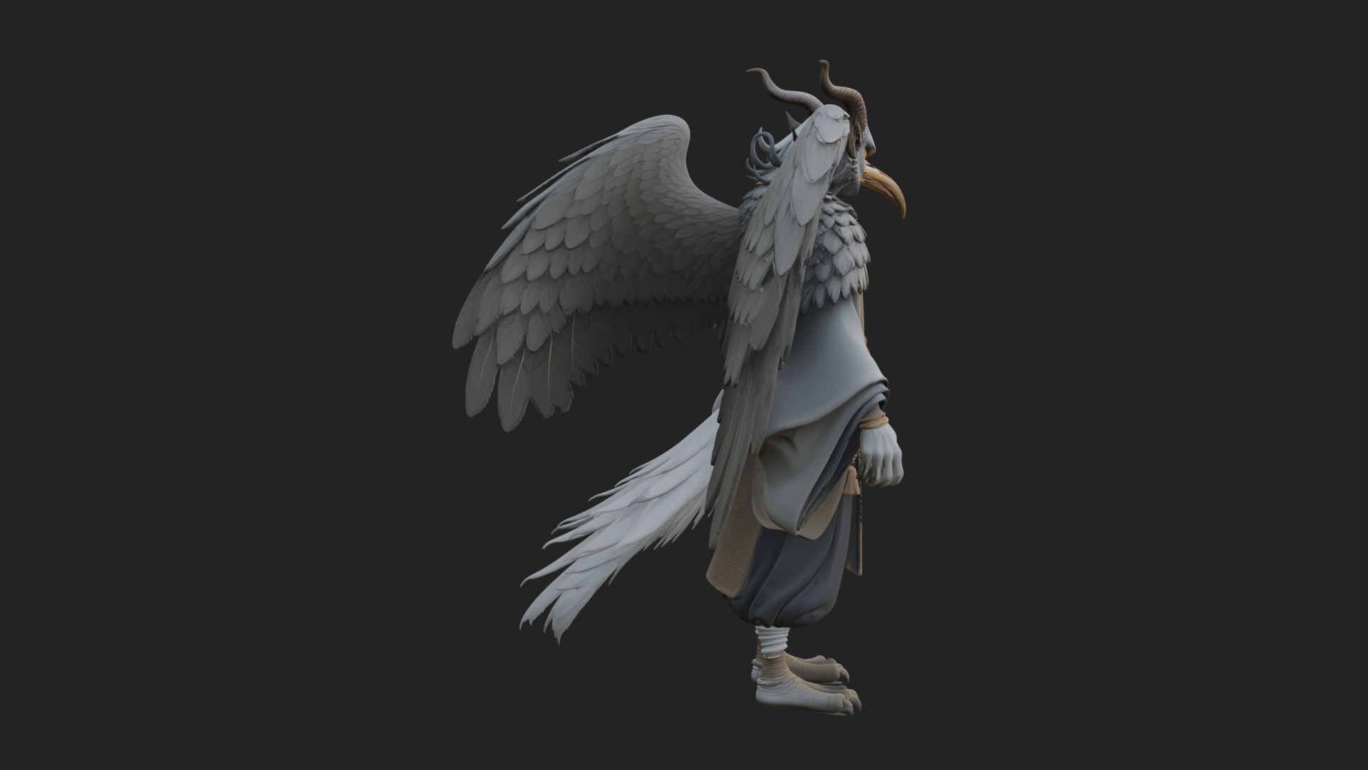 Beastman with Eagle Head Statue Design 5 3D Print Model 3D Model