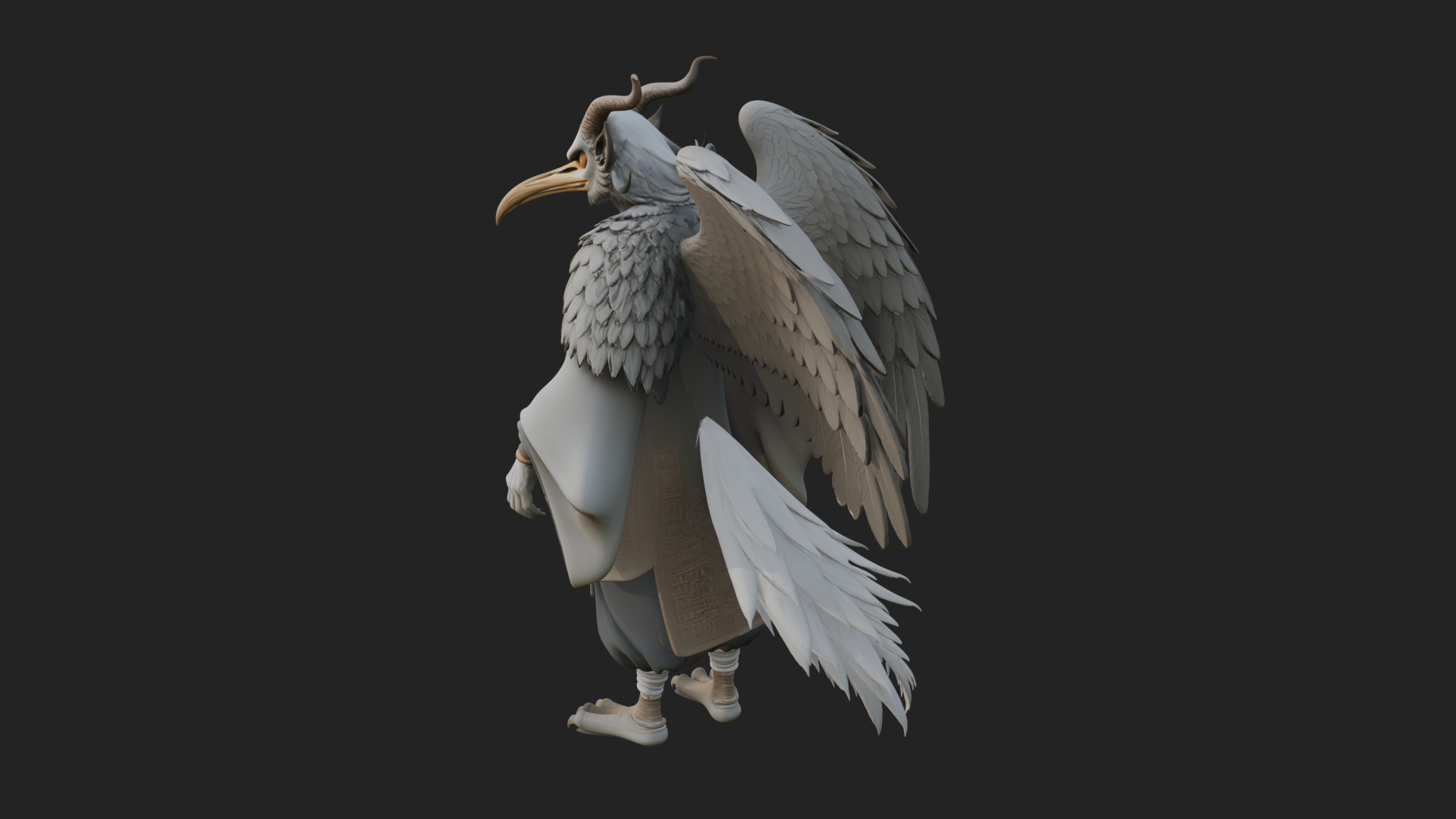 Beastman with Eagle Head Statue Design 5 3D Print Model 3D Model