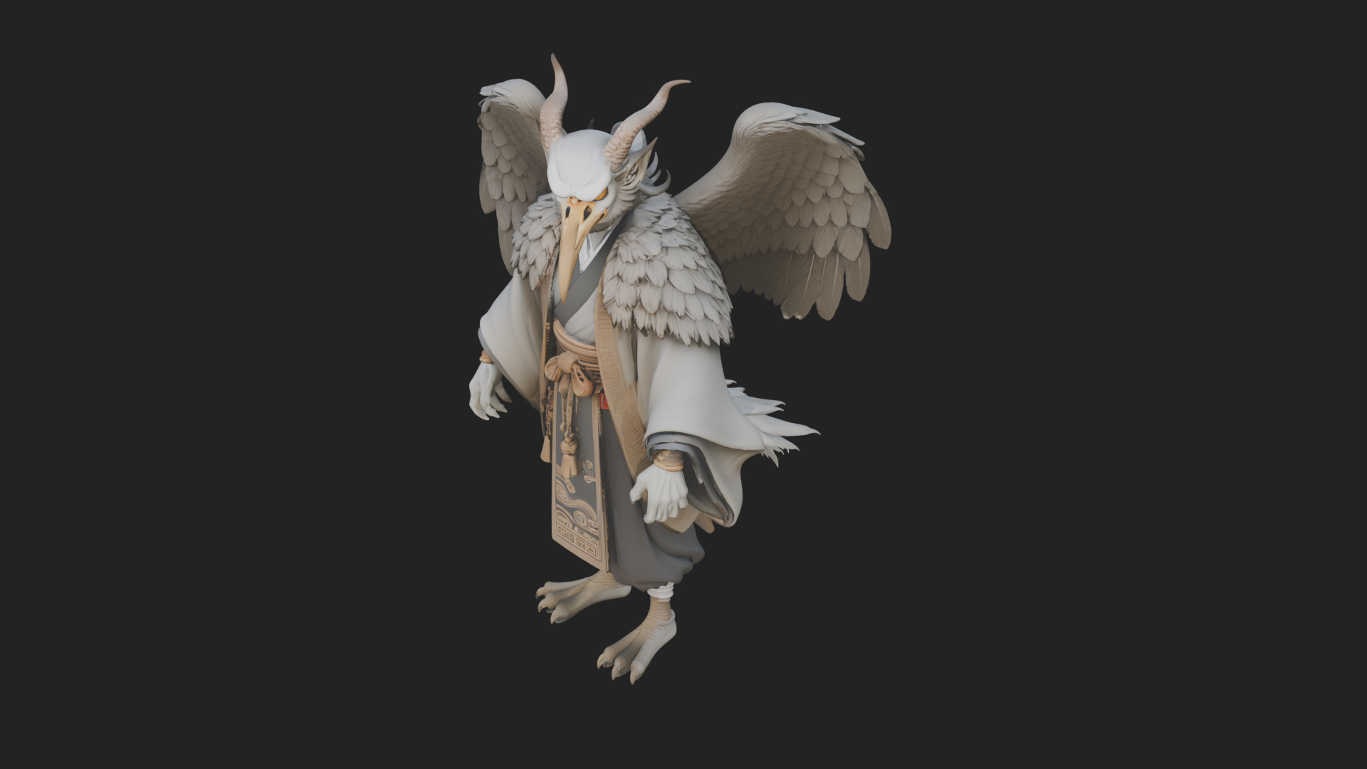 Beastman with Eagle Head Statue Design 5 3D Print Model 3D Model
