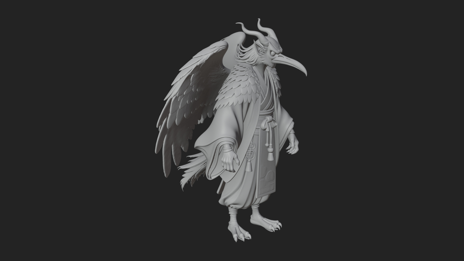 Beastman with Eagle Head Statue Design 5 3D Print Model 3D Model
