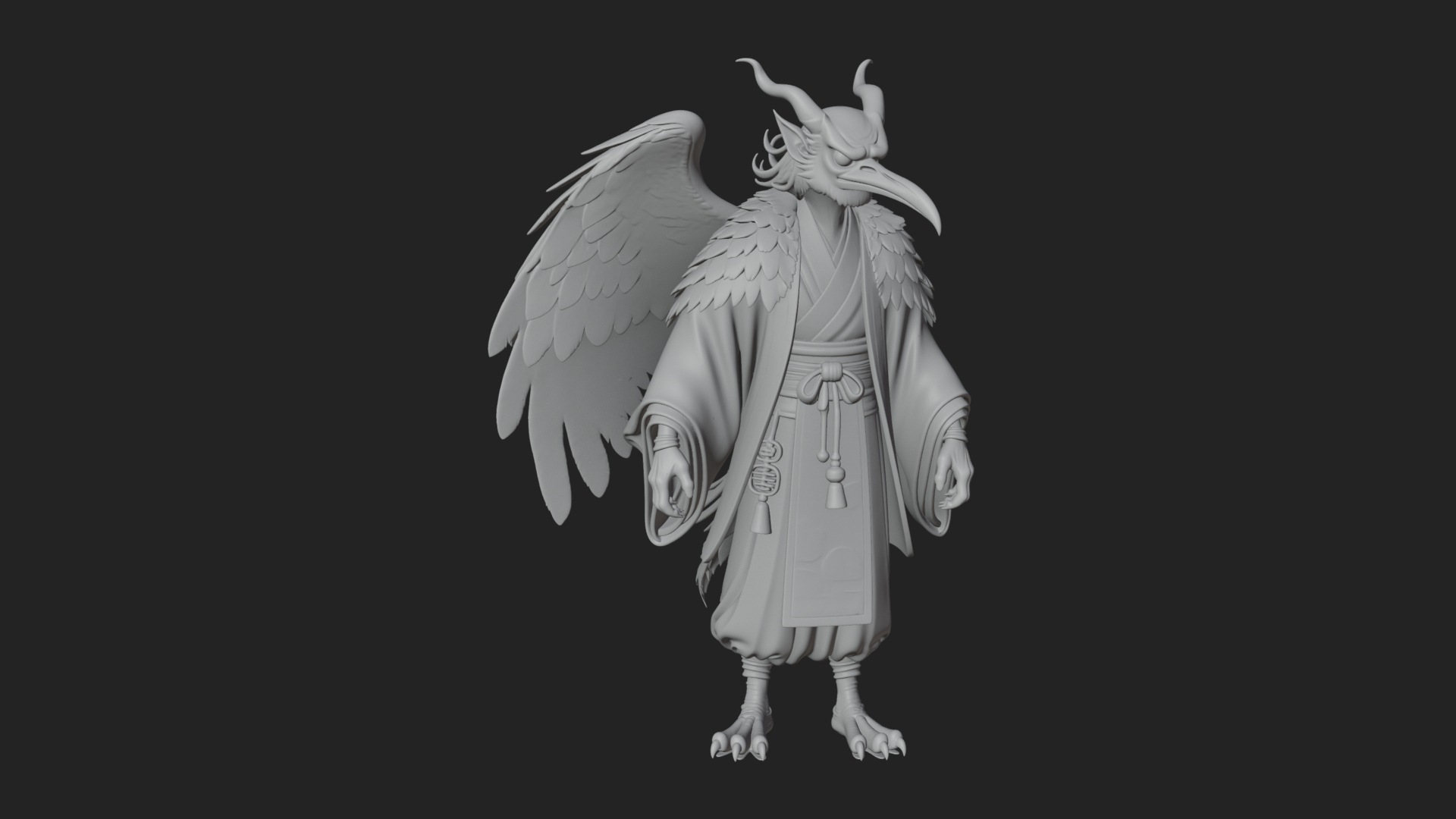 Beastman with Eagle Head Statue Design 5 3D Print Model 3D Model