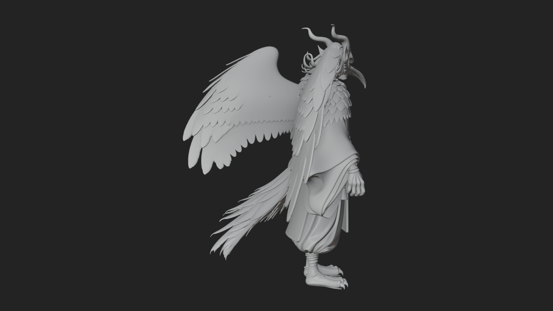 Beastman with Eagle Head Statue Design 5 3D Print Model 3D Model