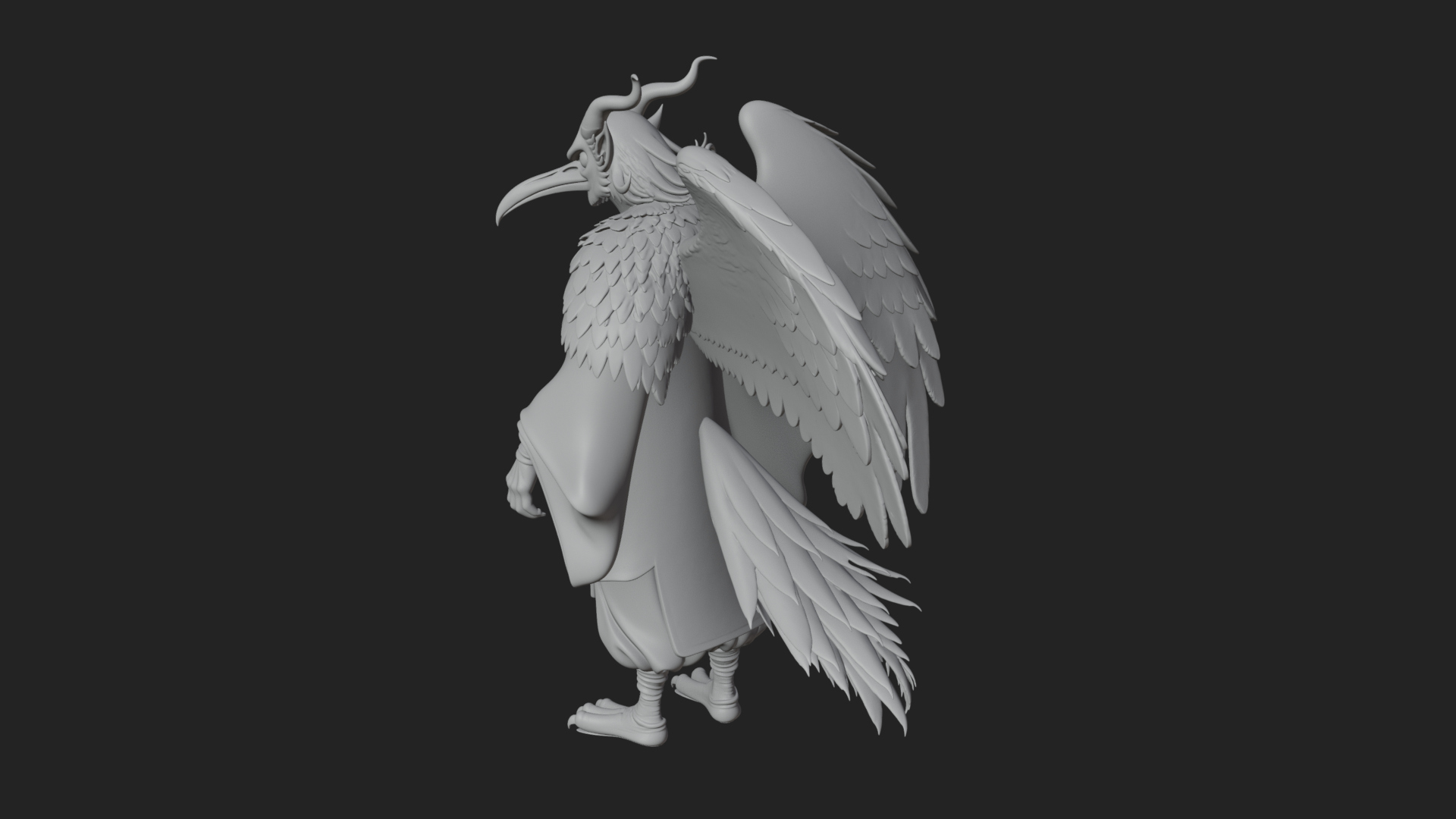 Beastman with Eagle Head Statue Design 5 3D Print Model 3D Model