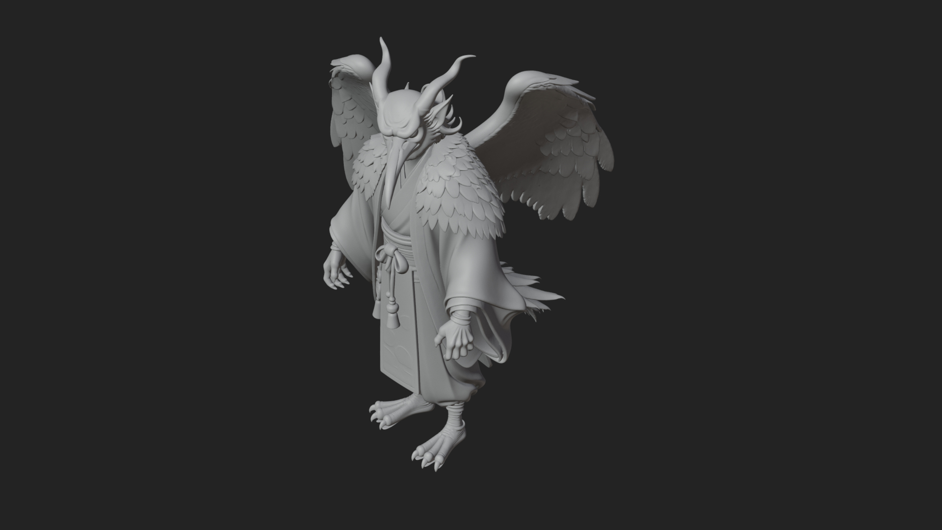 Beastman with Eagle Head Statue Design 5 3D Print Model 3D Model