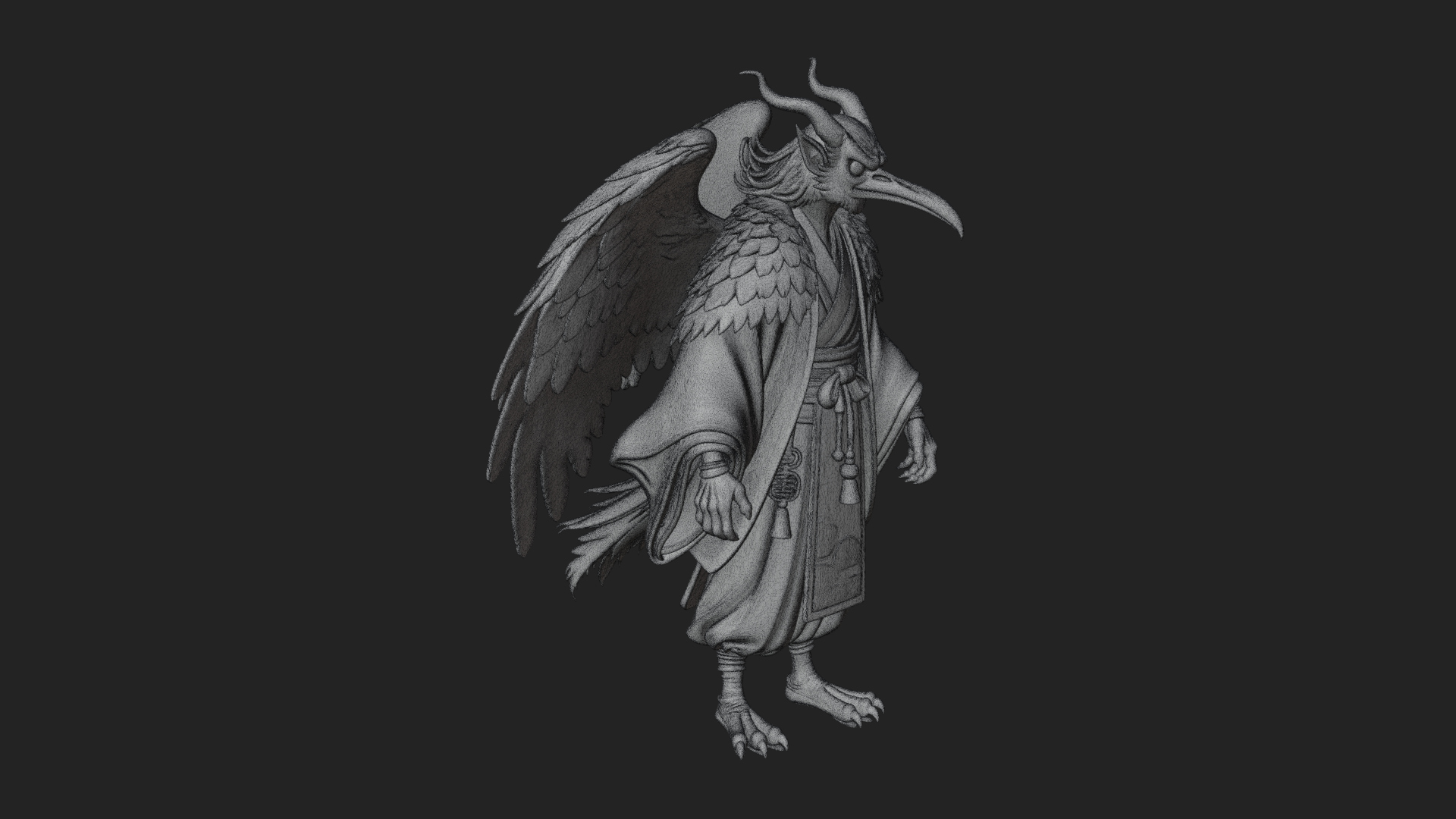 Beastman with Eagle Head Statue Design 5 3D Print Model 3D Model