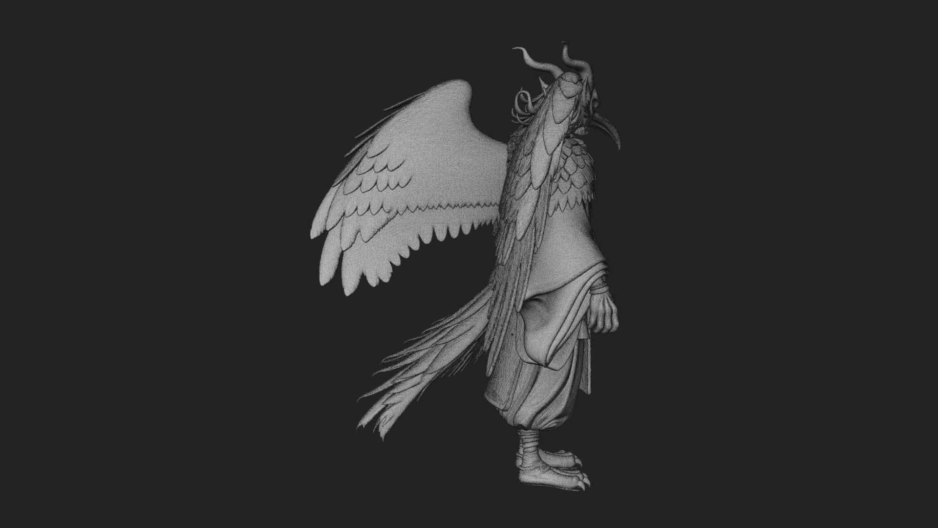 Beastman with Eagle Head Statue Design 5 3D Print Model 3D Model