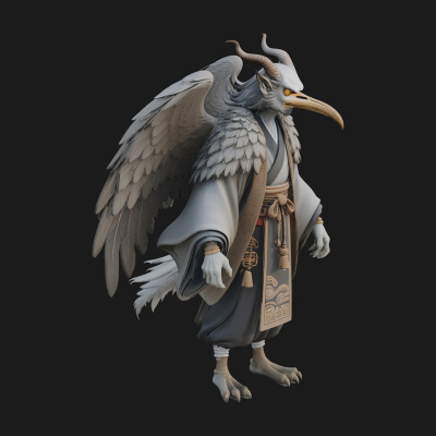 Beastman with Eagle Head Statue Design 5 3D Print Model