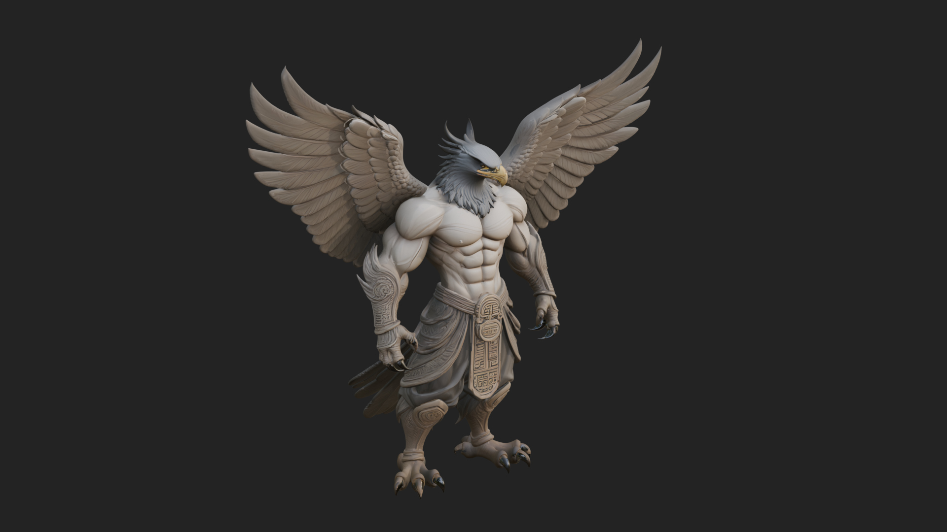 Beastman with Eagle Head Statue Design 6 3D Print Model 3D Model