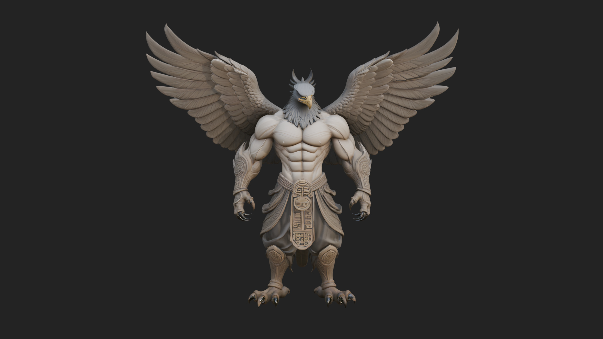 Beastman with Eagle Head Statue Design 6 3D Print Model 3D Model