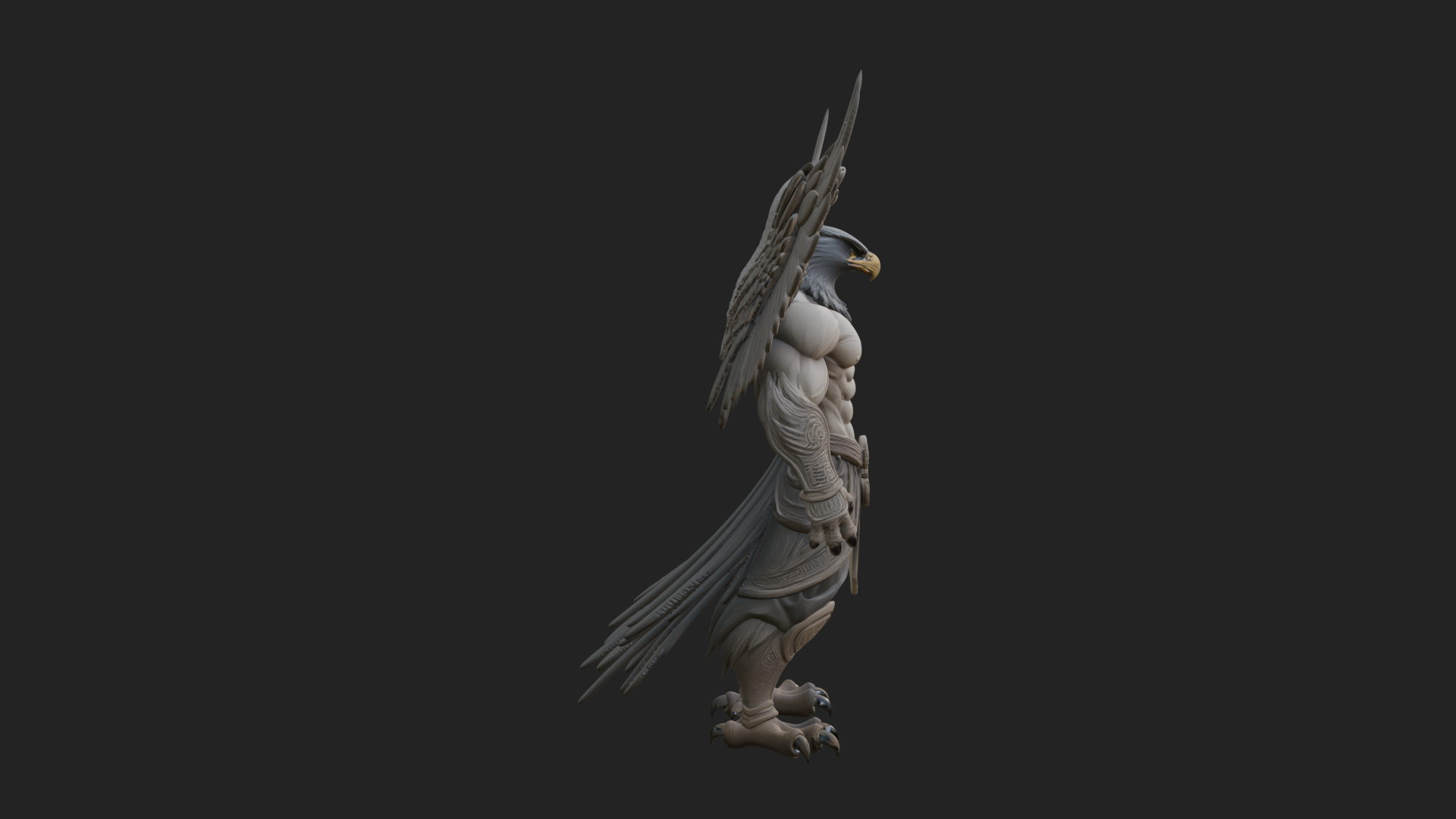 Beastman with Eagle Head Statue Design 6 3D Print Model 3D Model