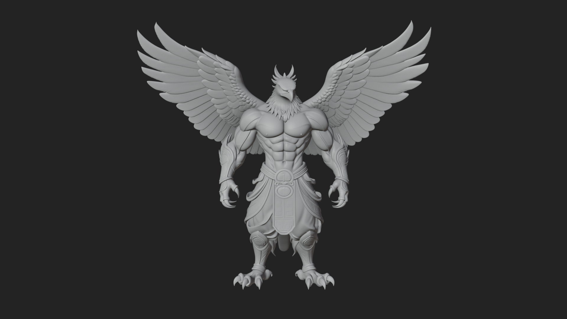 Beastman with Eagle Head Statue Design 6 3D Print Model 3D Model