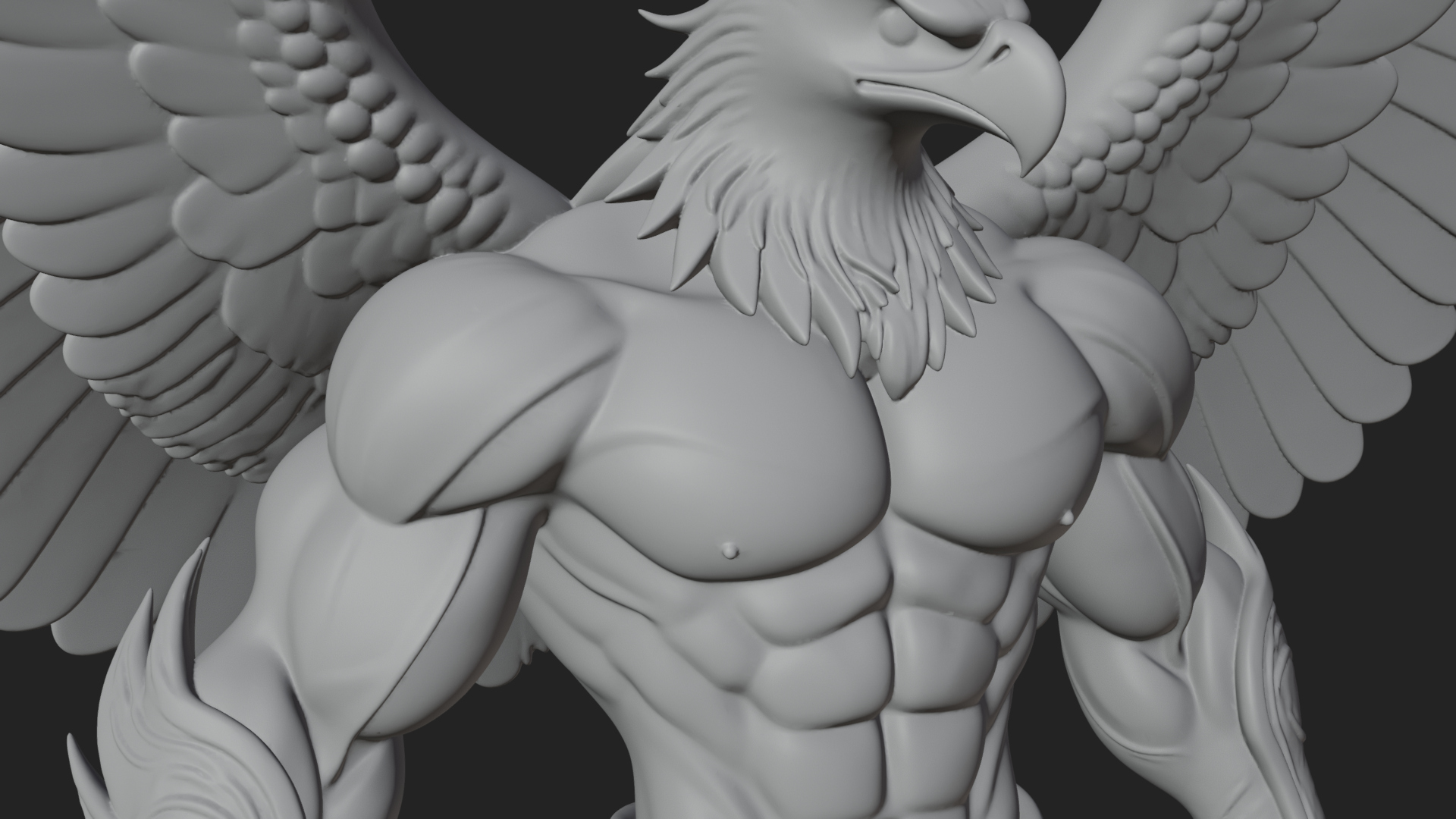 Beastman with Eagle Head Statue Design 6 3D Print Model 3D Model