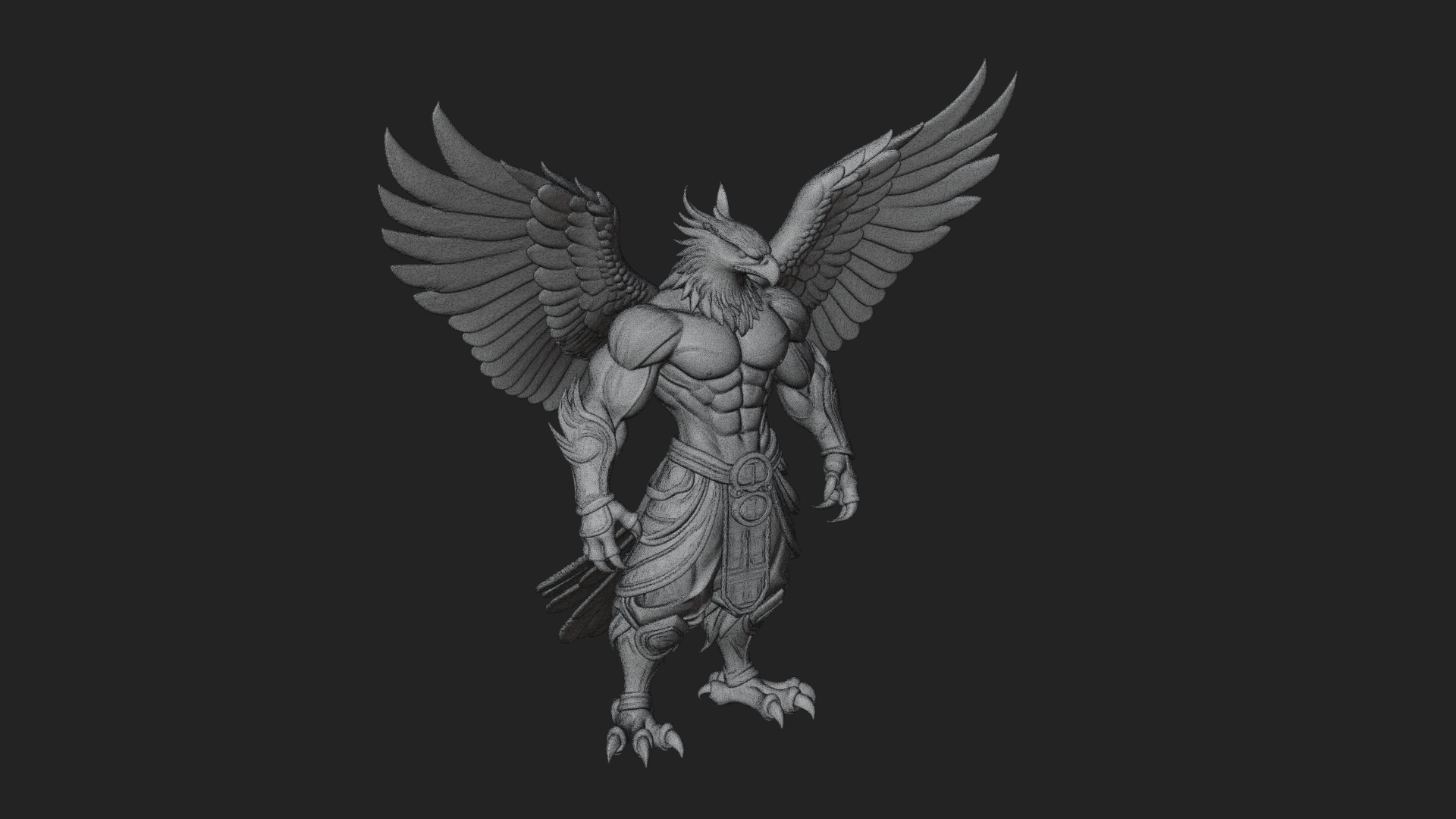 Beastman with Eagle Head Statue Design 6 3D Print Model 3D Model