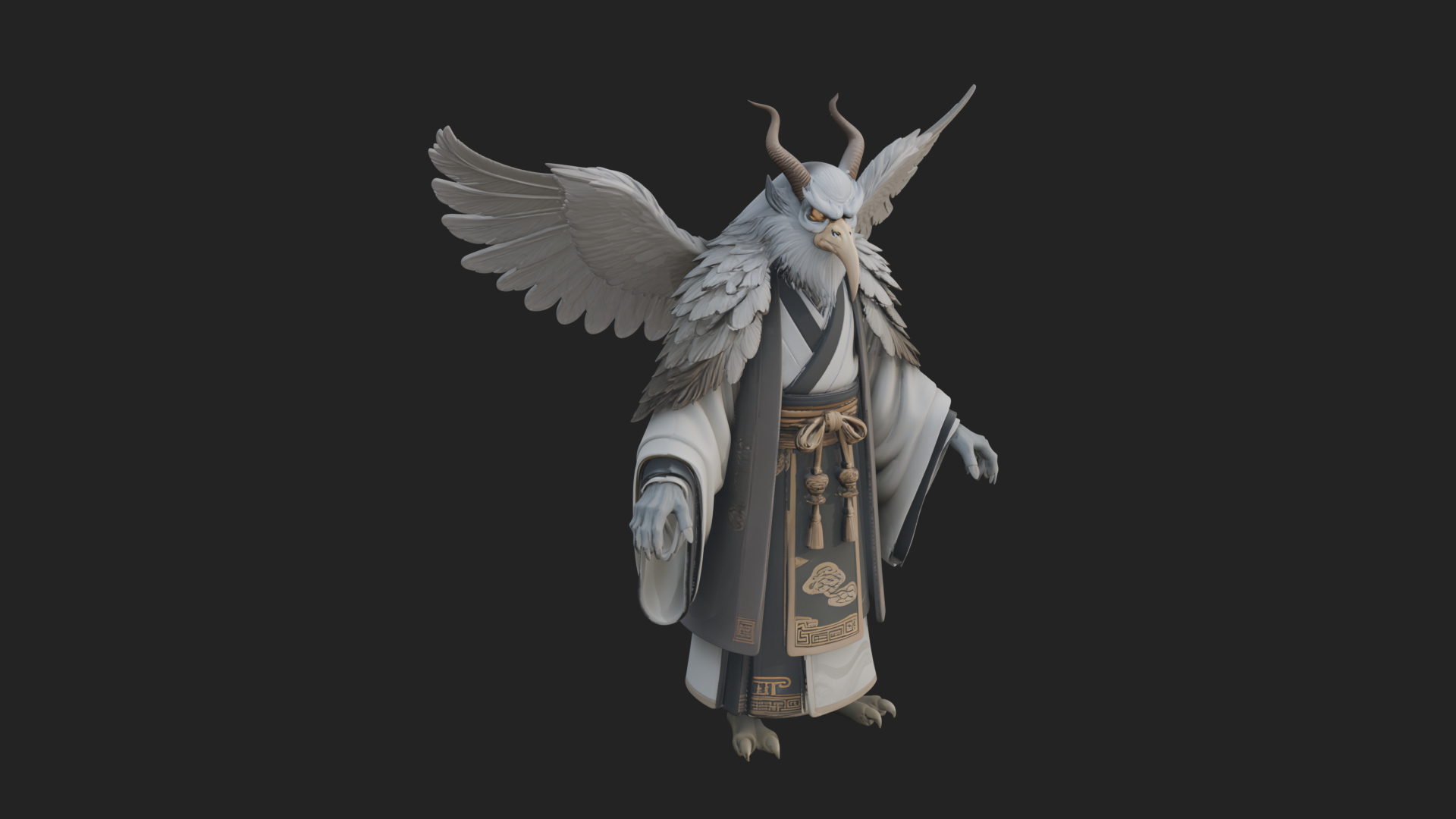 Beastman with Eagle Head Statue Design 7 3D Print Model 3D Model