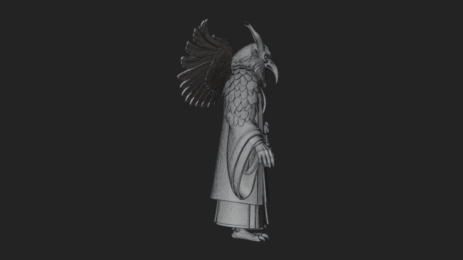 Beastman with Eagle Head Statue Design 7 3D Print Model 3D Model