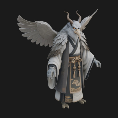 Beastman with Eagle Head Statue Design 7 3D Print Model
