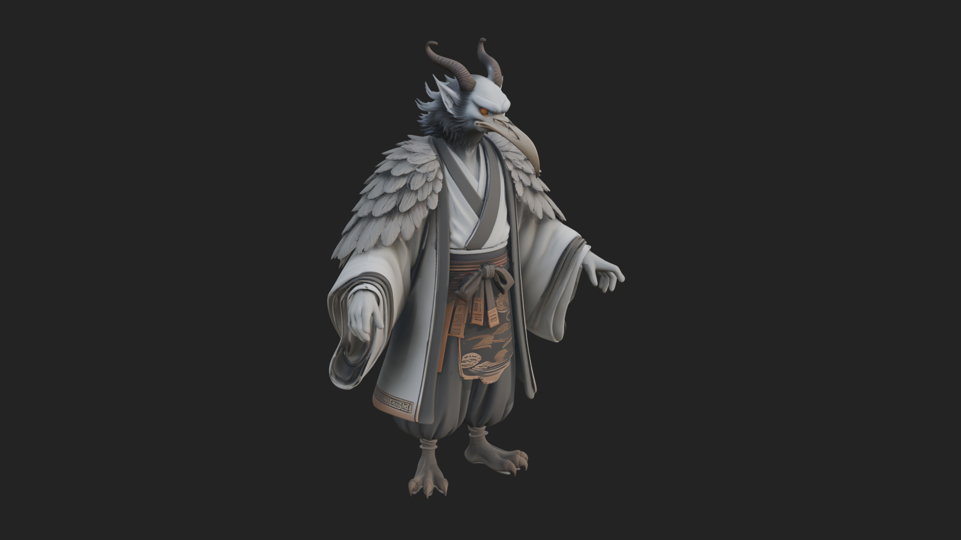 Beastman with Eagle Head Statue Design 8 3D Print Model 3D Model