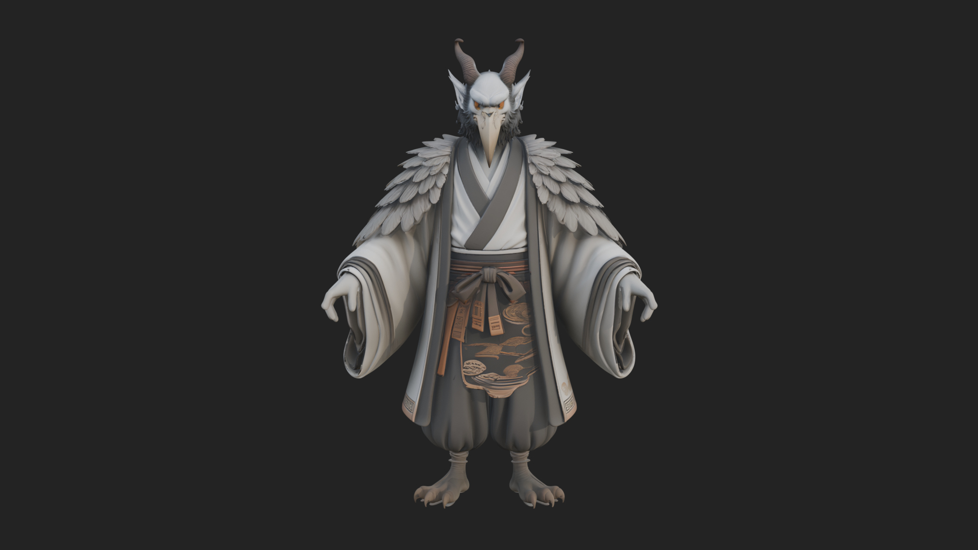 Beastman with Eagle Head Statue Design 8 3D Print Model 3D Model
