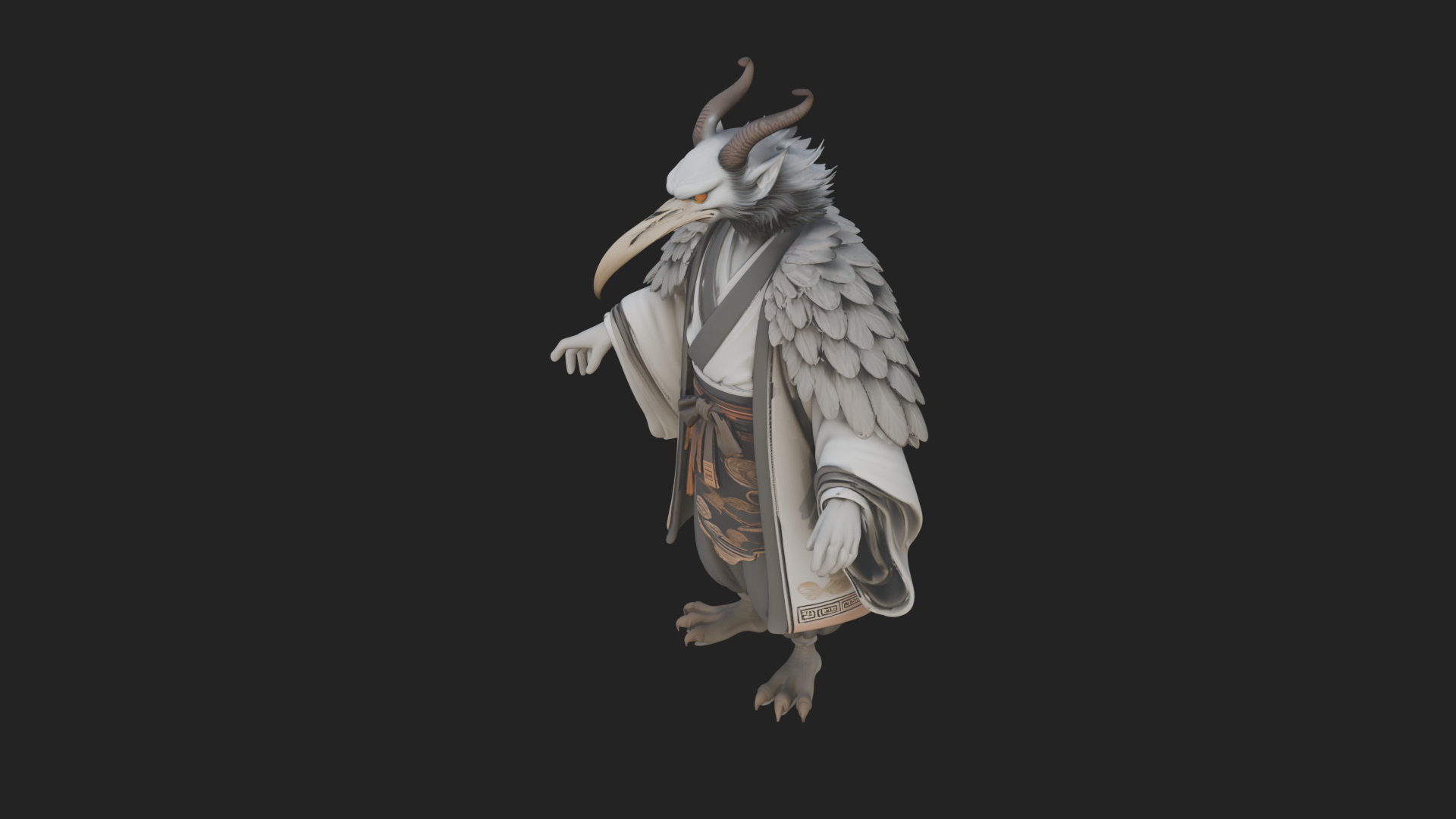Beastman with Eagle Head Statue Design 8 3D Print Model 3D Model