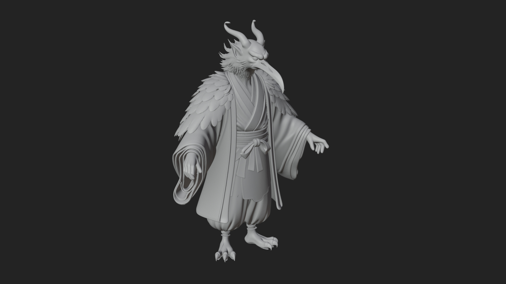 Beastman with Eagle Head Statue Design 8 3D Print Model 3D Model