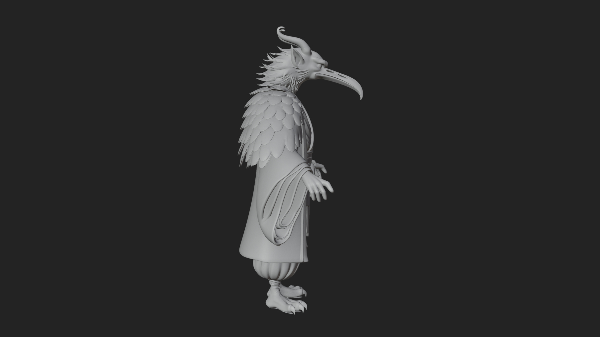 Beastman with Eagle Head Statue Design 8 3D Print Model 3D Model