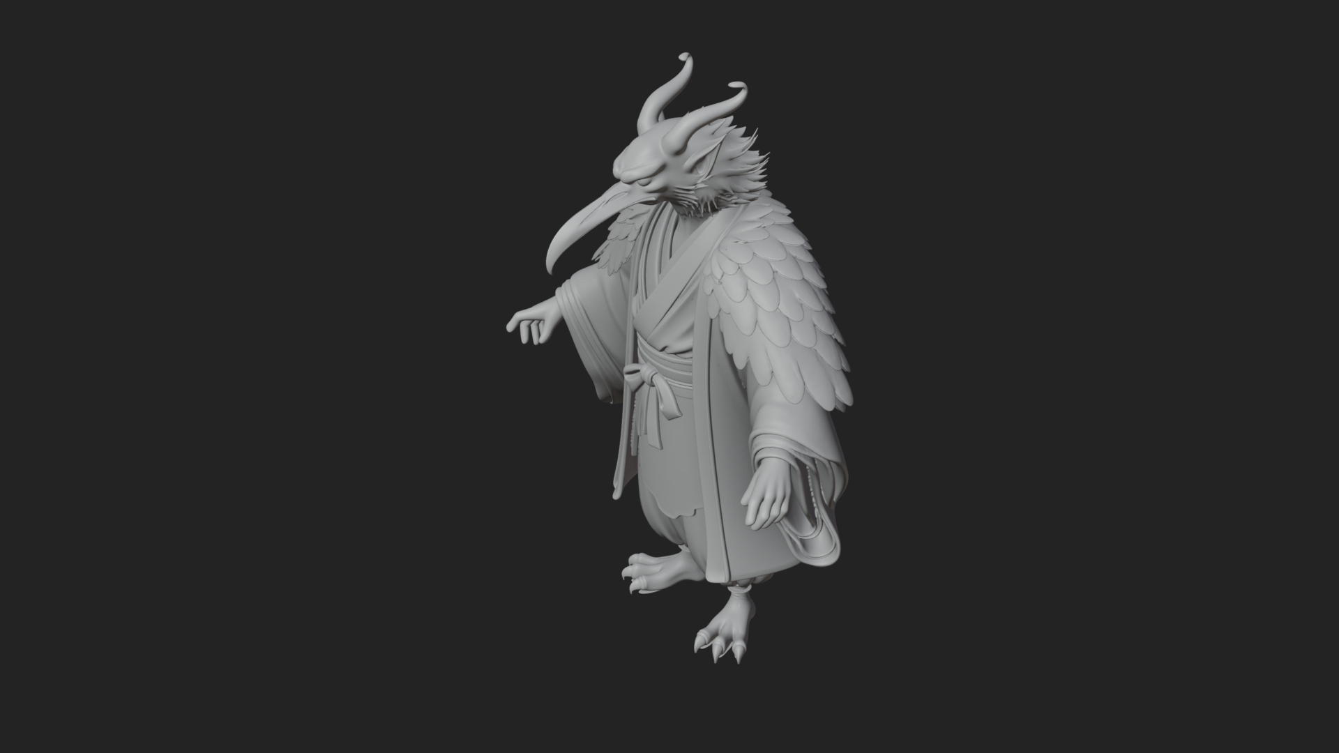 Beastman with Eagle Head Statue Design 8 3D Print Model 3D Model
