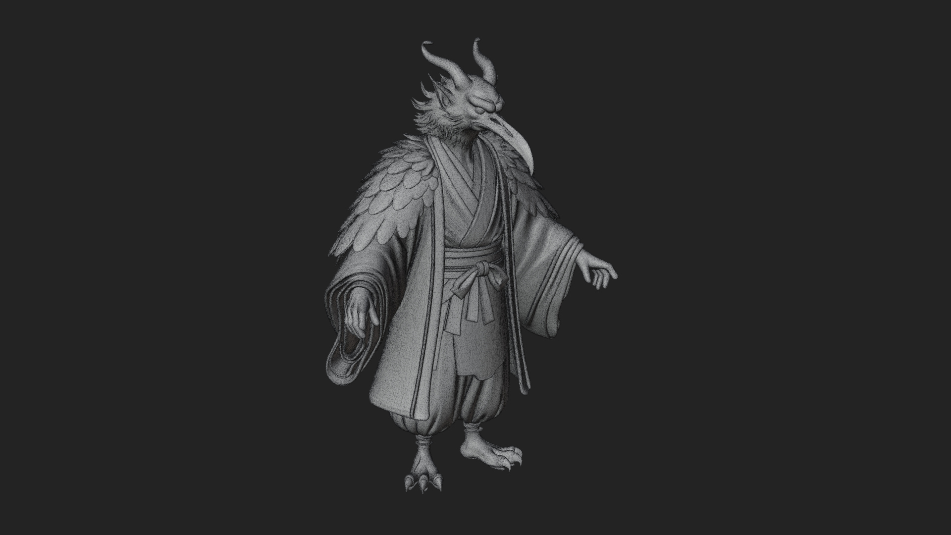 Beastman with Eagle Head Statue Design 8 3D Print Model 3D Model