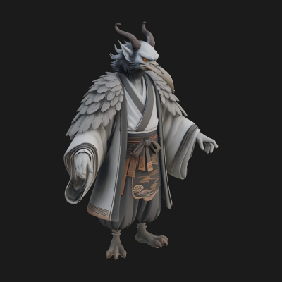 Beastman with Eagle Head Statue Design 8 3D Print Model