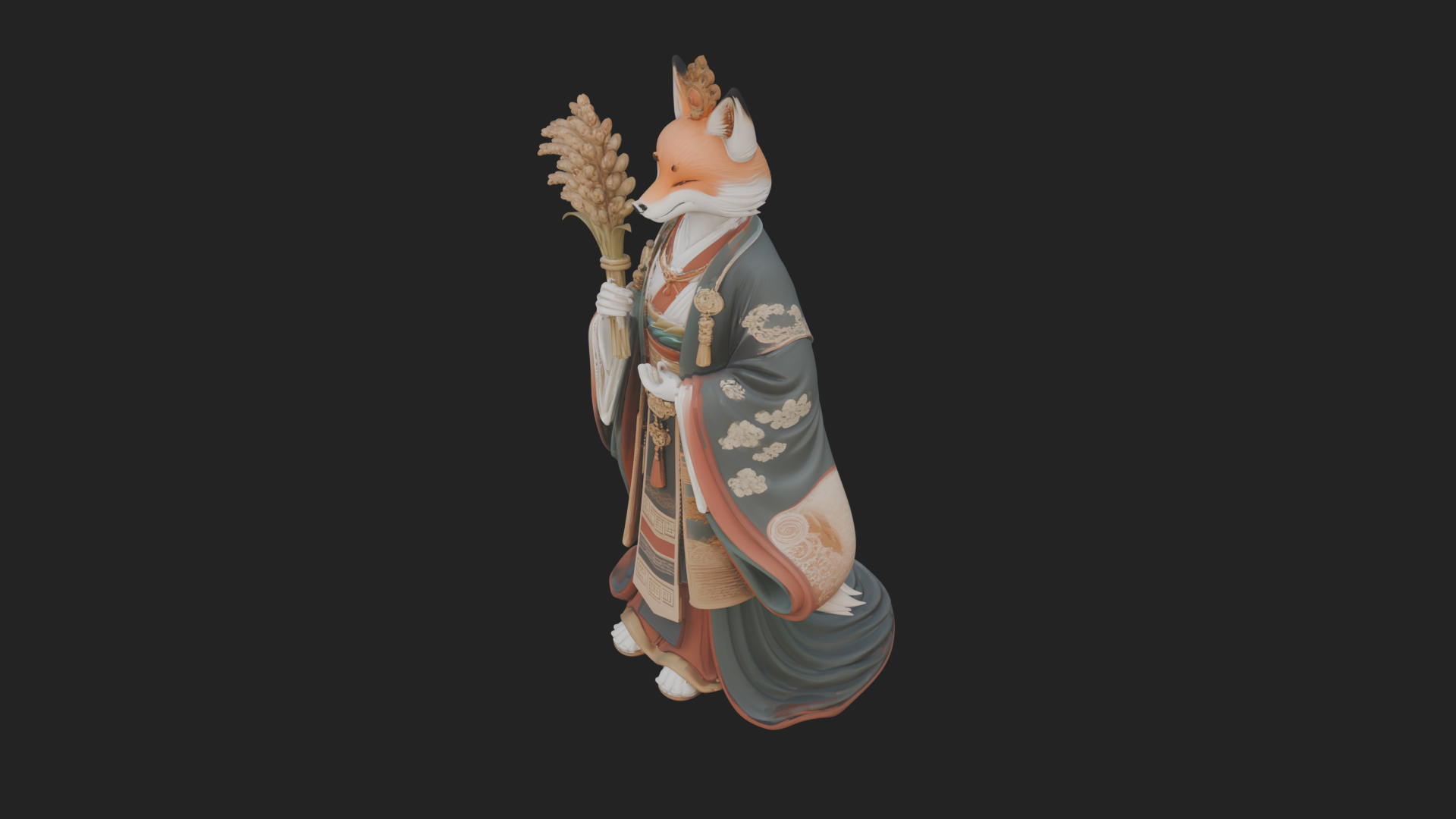 Beastman with Fox Head Statue Design 1 3D Print Model 3D Model