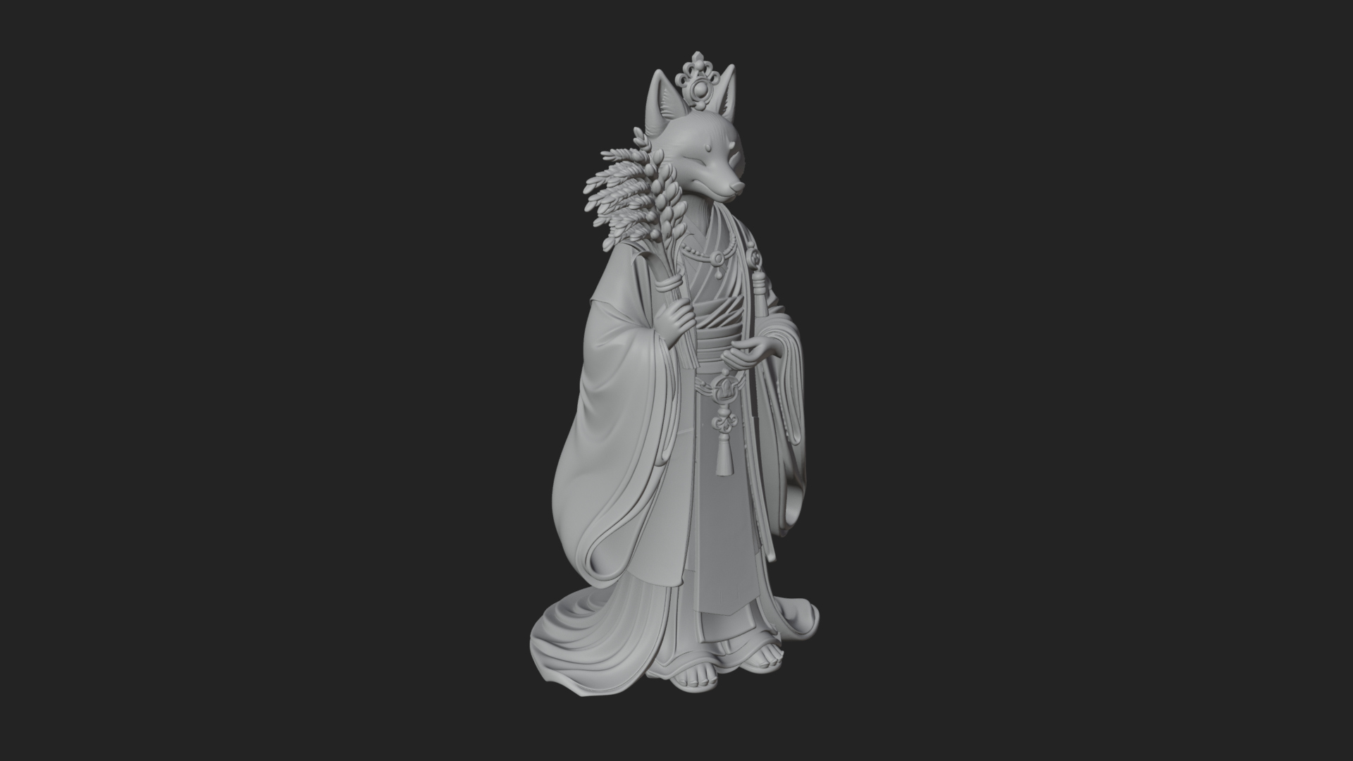 Beastman with Fox Head Statue Design 1 3D Print Model 3D Model