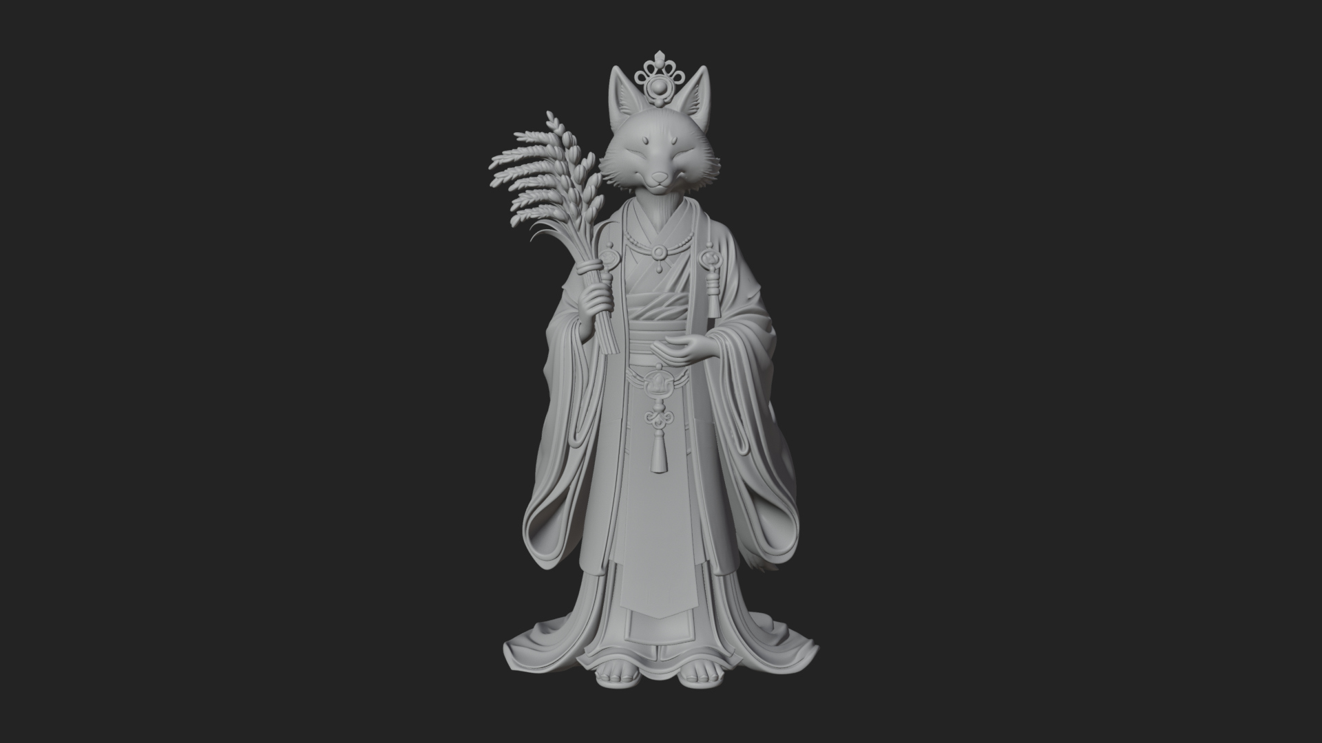 Beastman with Fox Head Statue Design 1 3D Print Model 3D Model