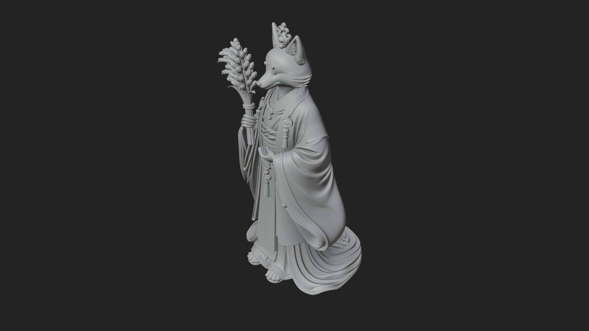 Beastman with Fox Head Statue Design 1 3D Print Model 3D Model