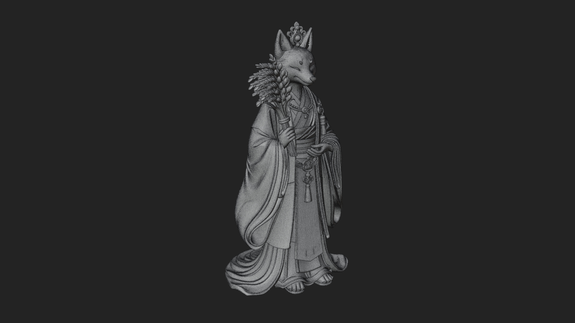 Beastman with Fox Head Statue Design 1 3D Print Model 3D Model