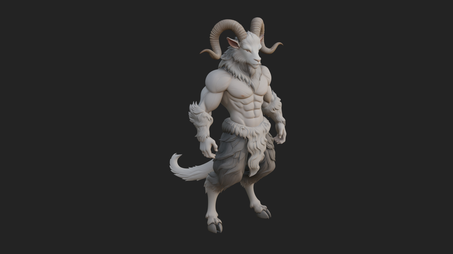 Beastman With Goat Head Statue Design 1 3D Print Model 3D Model