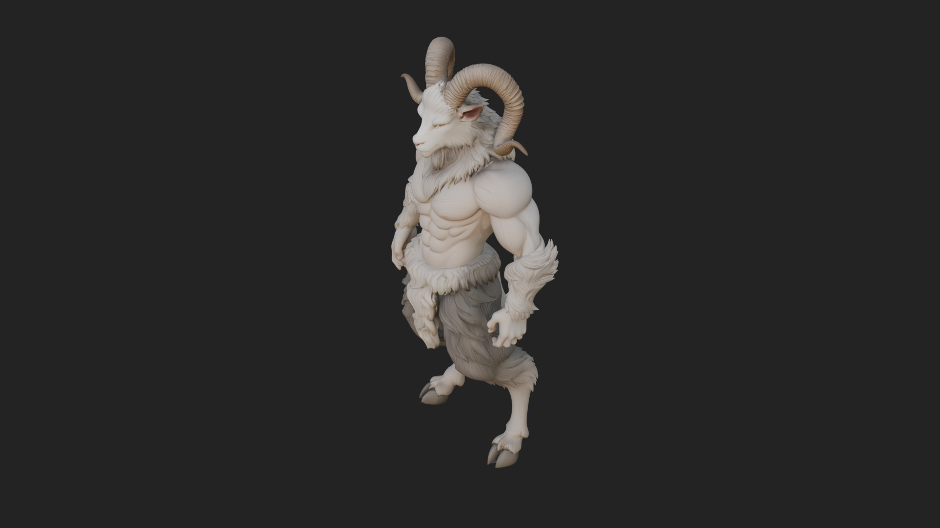 Beastman With Goat Head Statue Design 1 3D Print Model 3D Model