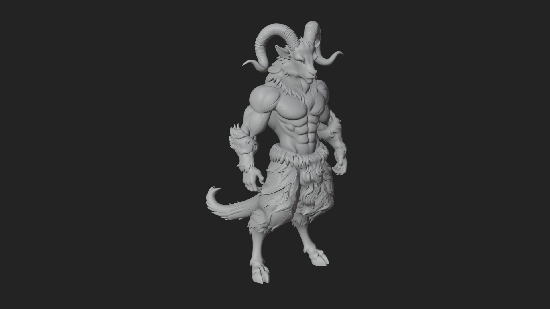 Beastman With Goat Head Statue Design 1 3D Print Model 3D Model