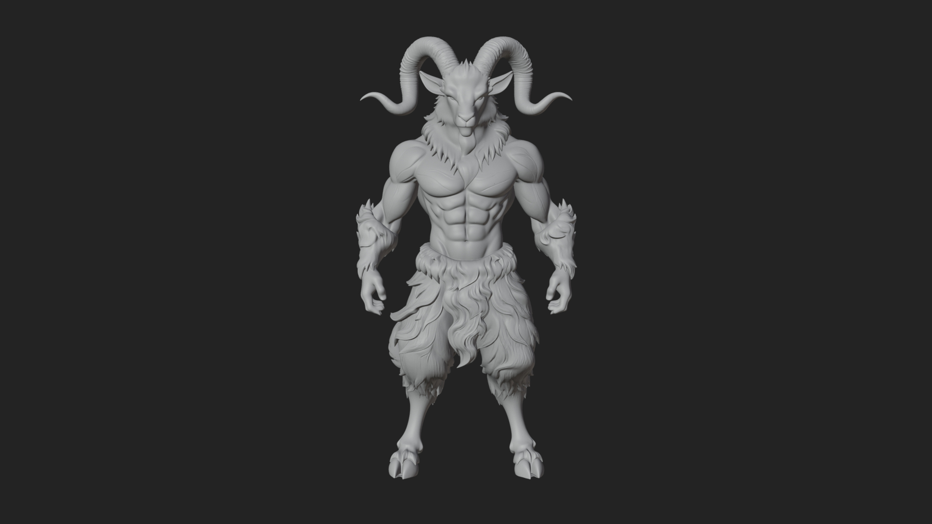 Beastman With Goat Head Statue Design 1 3D Print Model 3D Model