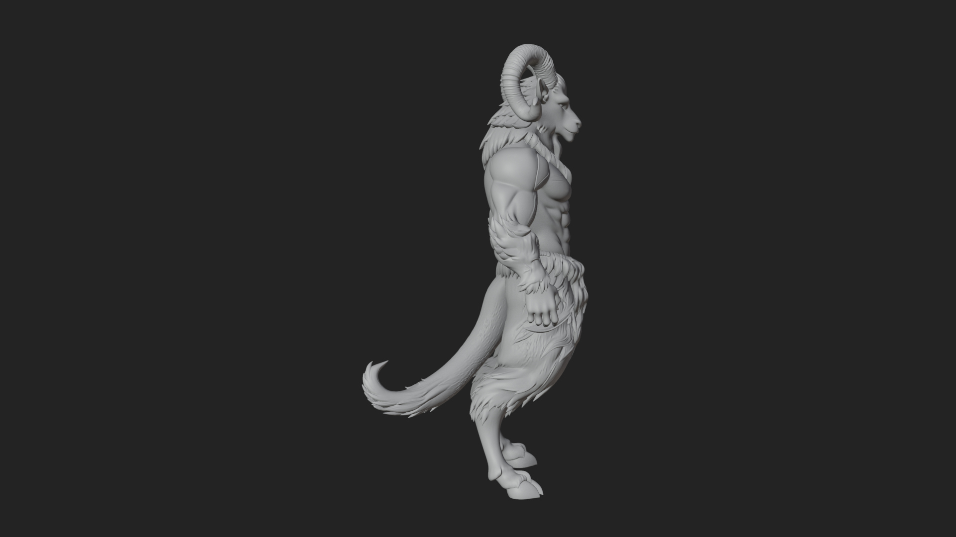 Beastman With Goat Head Statue Design 1 3D Print Model 3D Model